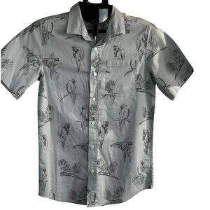 Cat & Jack Gray Parrot Print Button-Up Shirt –Boys/Teens  XL (16)